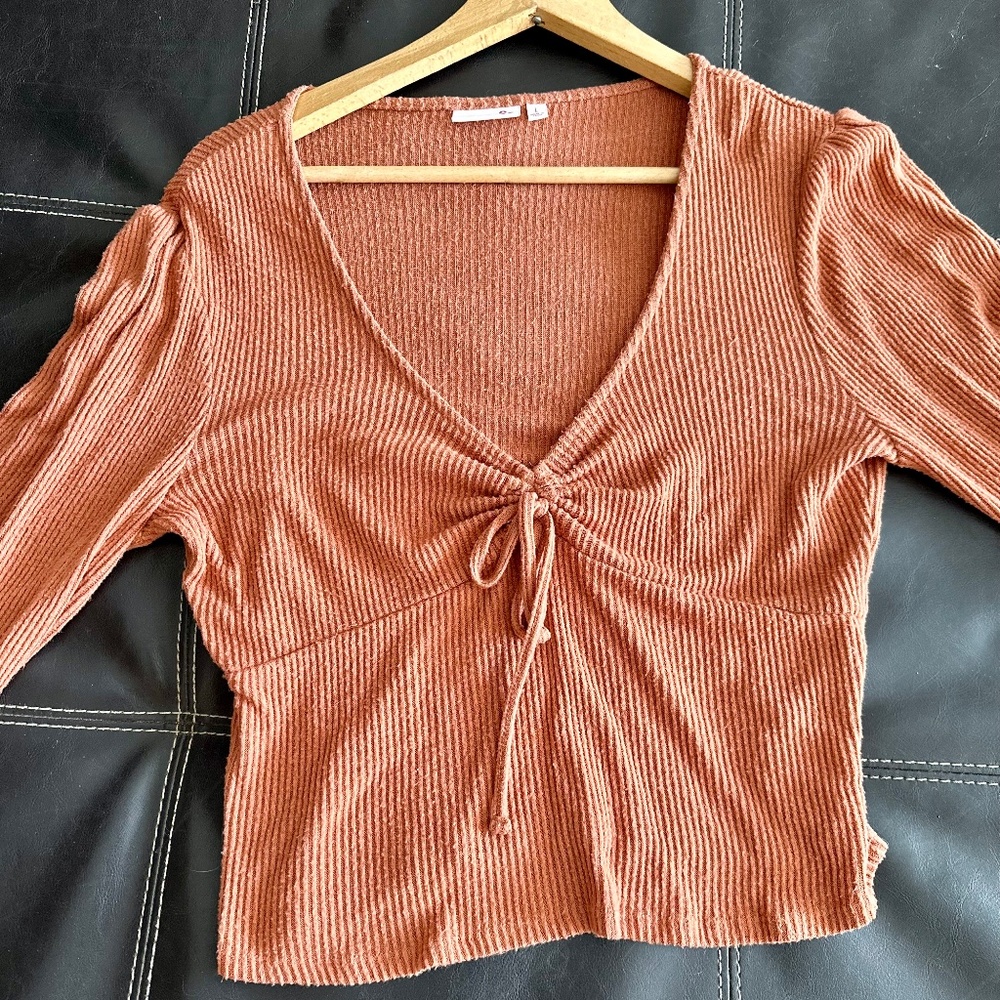 So Orange Cropped Long Sleeve Top